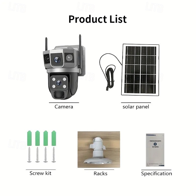 Outdoor Solar-powered Camera With Smart Ai Alerts Wifi Camera With Dual Lenses 360 View Of Home Security System With Human Detection Automatic Tracking Colour Night Vision And Pir Sensor. 2025 - $67.99 –P10