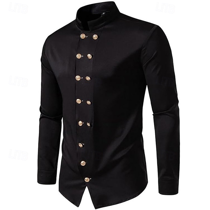 Per uomo Camicia Camicia con colletto alla coreana Come la seta Camicia in raso Camicia casual Semplice Formale Matrimonio Nero Manica Lunga Collo alla coreana Primavera & Autunno Tutte le stagioni del 2025 a $23.99 –P1