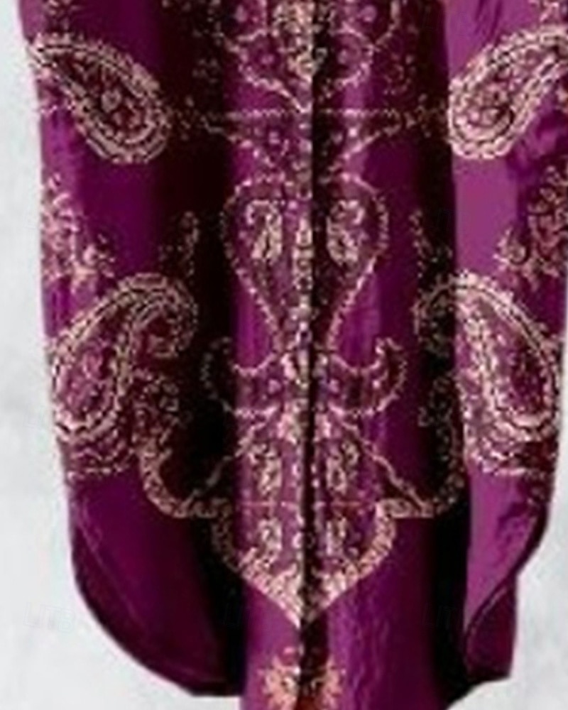 Per donna Abito Midi Abito Camicia Vestito Casual Abito Boho Moda Moderno Quotidiano Spiaggia Weekend Vestibilità regolare Fiore Manica Lunga Colletto a Camicia Viola Marrone Primavera Autunno del 2025 a $24.99 –P4