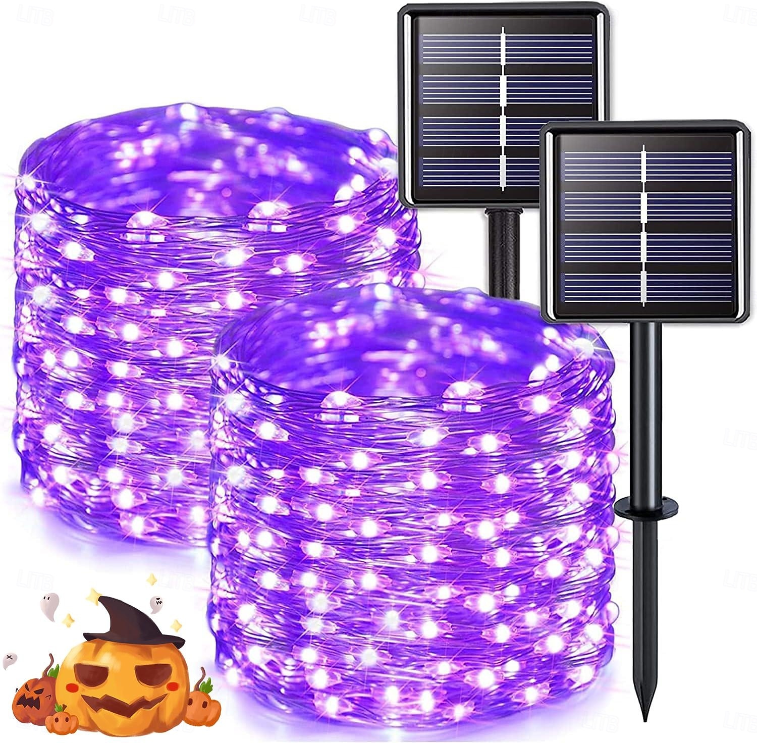 2 ks 10M/33FT 100 LED Korálky Venkovní IP44 Voděodolné Solární Fairy Světelný Řetěz Halloween Svatební Valentýna Dvůr Trávník Zahrada Festivalová Atmosféra Dekorace Měděný Drát Světlo 2026 - $14.49 –P2