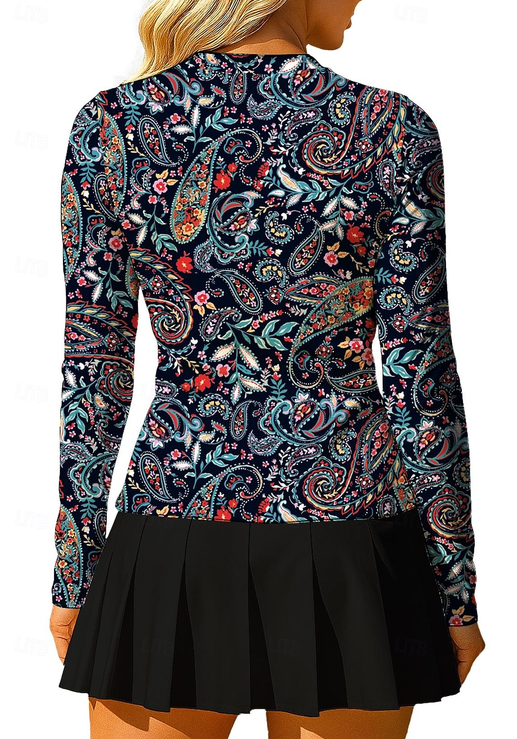 Mujer Unisexo Cachemir Tops Camisa deportiva Camiseta de tenis Top de tenis Manga Larga Cremallera Floral UPF50+ Resistente a los rayos UV Alta elasticidad Dispersor de humedad Transpirable Voleibol 2025 - $21.99 –P2