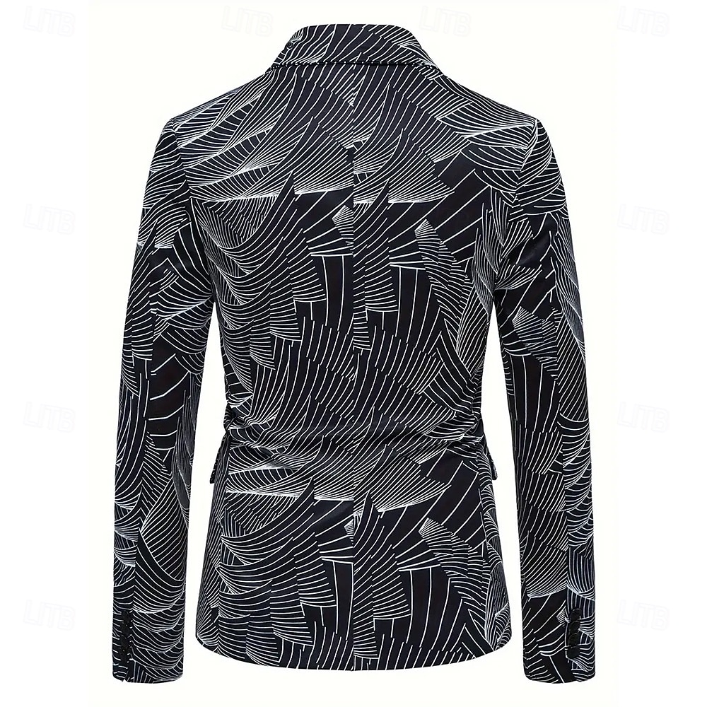 رجالي معطف سترة عمل كاجوال  يومي بريطاني كل الفصول 100 ٪ بوليستر الرسم طباعة ثلاثية الأبعاد Buttons مريح صدر فردي سترة رياضية أسود أبيض أزرق 2026 - $85.99 –P1