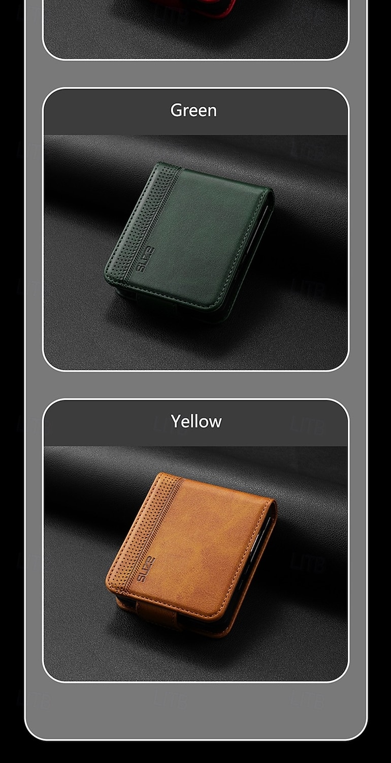 Phone Case For Samsung Galaxy Z Flip 7 Z Flip 6 Z Flip 5 Z Flip 4 Back Cover Card Slot Shockproof Retro TPU PU Leather 2026 - $13.99 –P10
