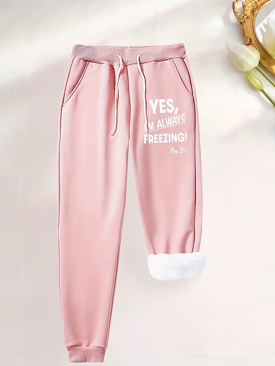 Per donna Pantaloni da tuta Pantaloni in Pile Pantaloni in piuma Vintage Casual Lunghezza intera Vita Alta Grafico Lettera Coulisse Micro-elastico Quotidiano Casa All'aperto Nero Rosa Rosso Blu del 2026 a $24.99 –P4