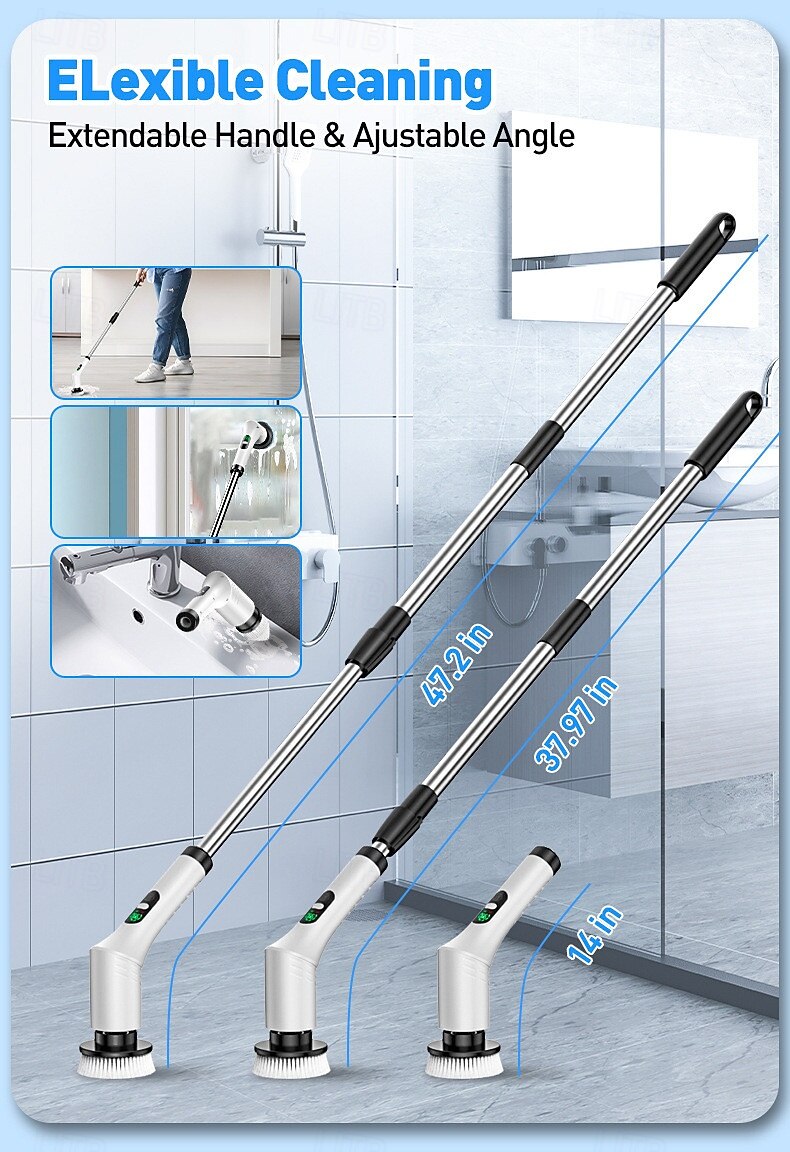 7 in 1 Multi-functional Digital Electric Cleaning Brush Rotatable and Extensible Wireless Handheld Brush for Bathing and Kitchen Use 2025 - $41.99 –P8