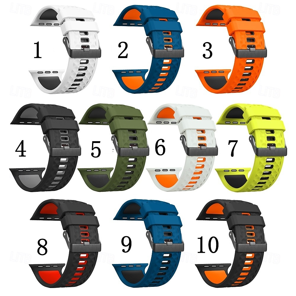 Sportovní řemínek kompatibilní s Apple Watch 42 mm 44 mm 45 mm 49 mm odolný kovový řemínek s nastavitelnou kovovou sponou a silikonovým řemínkem pro iWatch Ultra 2 Series 9 8 7 SE 6 5 4 2025 - $15.99 –P2