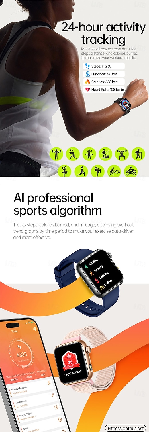 iMosi TK50 Relógio inteligente 1.72 polegada Relógio inteligente Bluetooth Monitoramento de temperatura Podômetro Aviso de Chamada Compatível com Android iOS Feminino Masculino Chamadas com Mão Livre de 2025 por $48.99 –P13