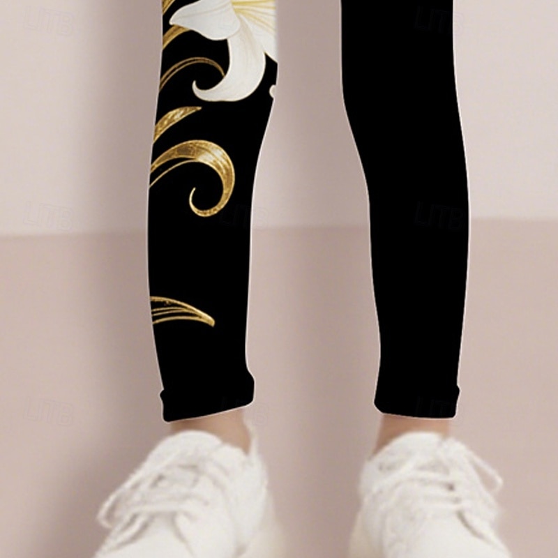 Fete 3D Floral Pantaloni Leginși Primăvară Toamnă Drăguţ De Bază Copii 4-12 ani În aer liber Casual Zilnic Fit regulat 2025 - $10.49 –P5