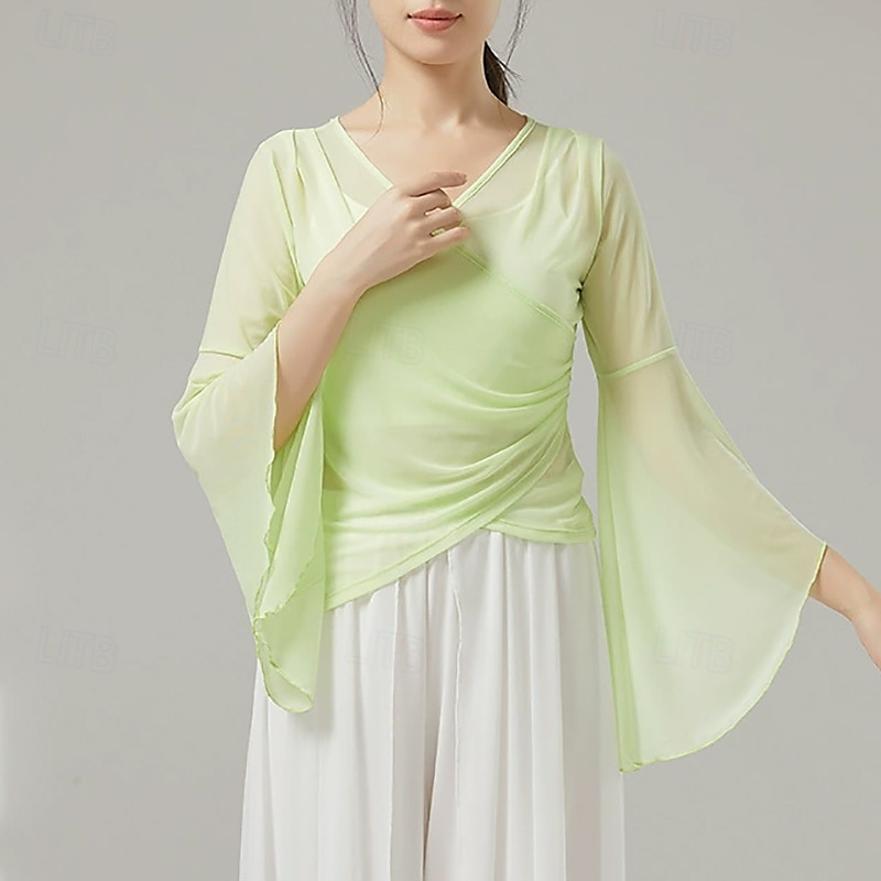 Sportkläder Topp Ren Färg Tvinning Tyll Dam Prestanda Träning Långärmad Hög Polyester 2025 - $33.99 –P2