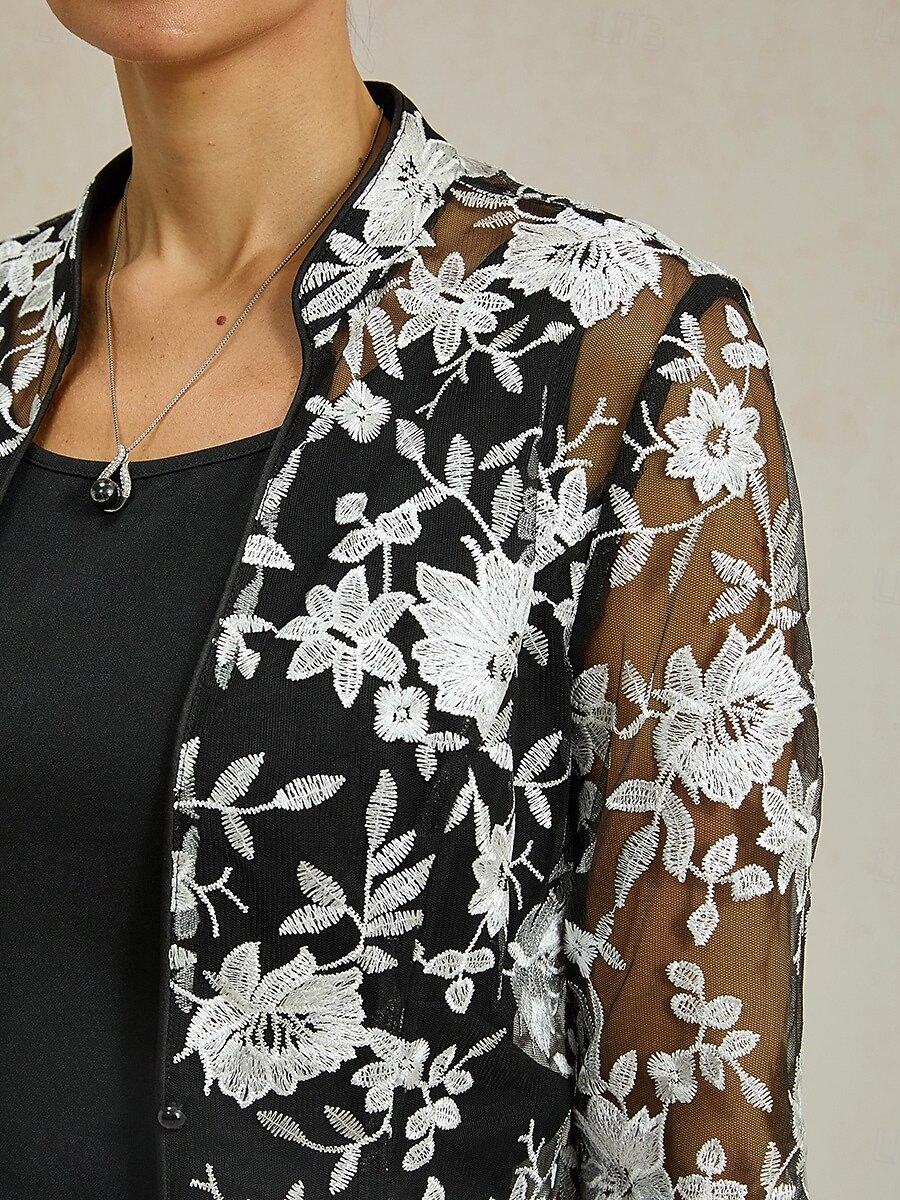 Femmes Hauts Élégants Hauts en dentelle Fleuri Élégant ancien Col haut Noir Été Printemps Automne de 2025 ? $79.99 –P4