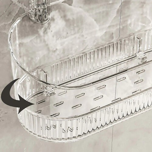 Oppbevaringsstativ med sugekopp og dreneringshull, veggmontert organizer for hjemmebad, slitesterk sugekoppholder, stor kapasitet, oppbevaringsstativ for toalettartikler 2026 - $22.99 –P6