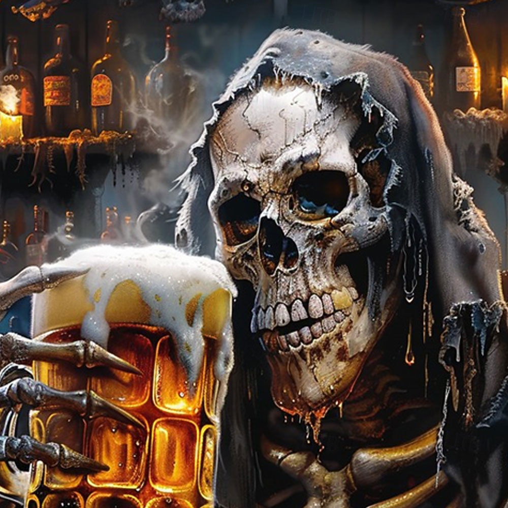 Ziua morților Bărbați Cranii Bere Oktoberfest Tricouri polo cu fermoar Manșon Lung Tricouri de polo Rever Casual Groază Închis În aer liber Ținuta de festival Imprimare 3D Primăvară Toamnă Iarnă 2026 - $22.99 –P2