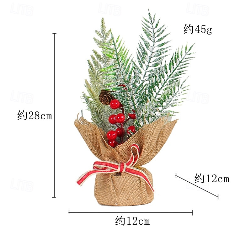 Mini sapin de Noël artificiel de table, décoration de Noël, aiguilles de pin enveloppées de toile de jute, baies rouges, mini sapin de Noël pour décoration de table festive à la maison, accessoire de de 2025 ? $9.49 –P7