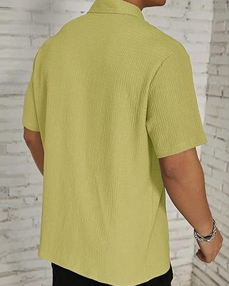 Per uomo Camicia Camicia Estiva Camicia casual Camicia da Spiaggia Camicia con Bottoni Marrone Scuro Nero Bianco Verde chiaro Rosa Manica Corta Semplice Bavero Vacanza Camicia hawaiana Abbigliamento del 2025 a $23.99 –P9