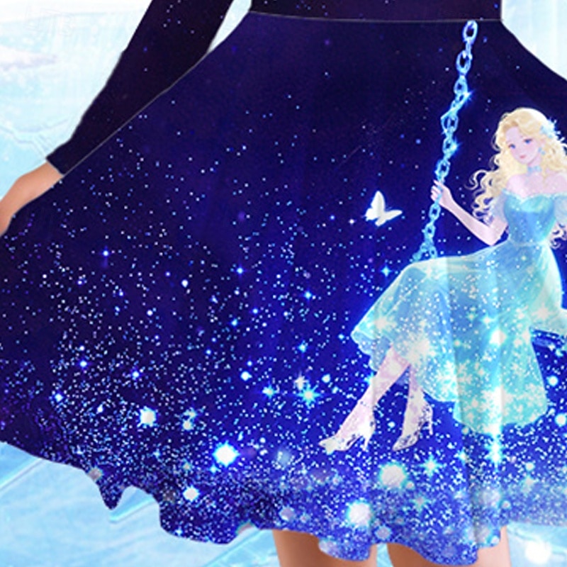 Mädchen' 3D Cartoon Kleid Langarm Sommer Frühling Urlaub Täglich Ferien Prinzessin Schön Süß Kinder 4-12 Jahre Freizeitkleid A Linie Kleid Knielang Normale Passform 2025 - $16.99 –P6