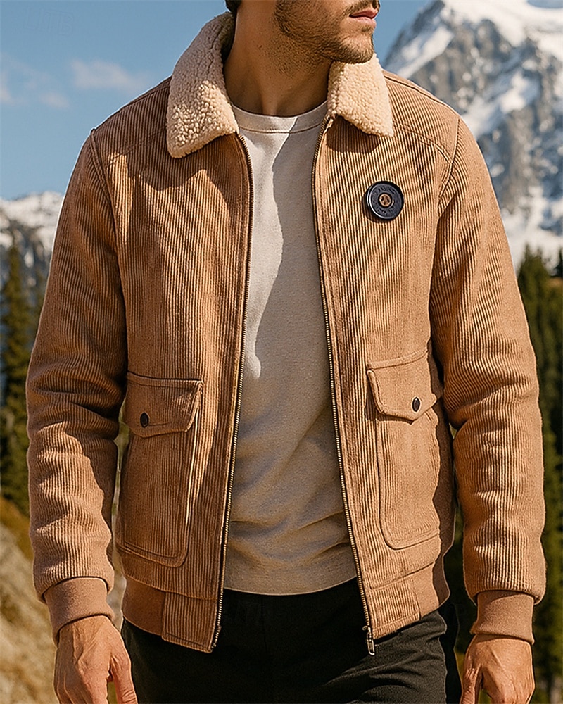 Men's Bomber Jacket Fleece Jacket Winter Outdoor Thermal Warm Fleece Jackets Full Zip Hunting Fishing Climbing Black Army Green Khaki Grey 2025 - $34.99 –P3