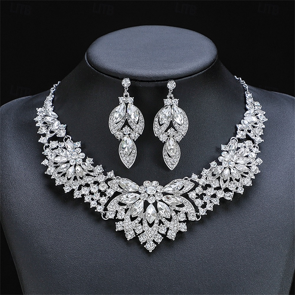 Jewelry Set Two-piece Suit Crystal Alloy Earrings Necklace Women's Elegant Vintage Fashion Vintage Style Classic Jewelry Set For Wedding Party Wedding Guest 2026 - $21.99 –P7