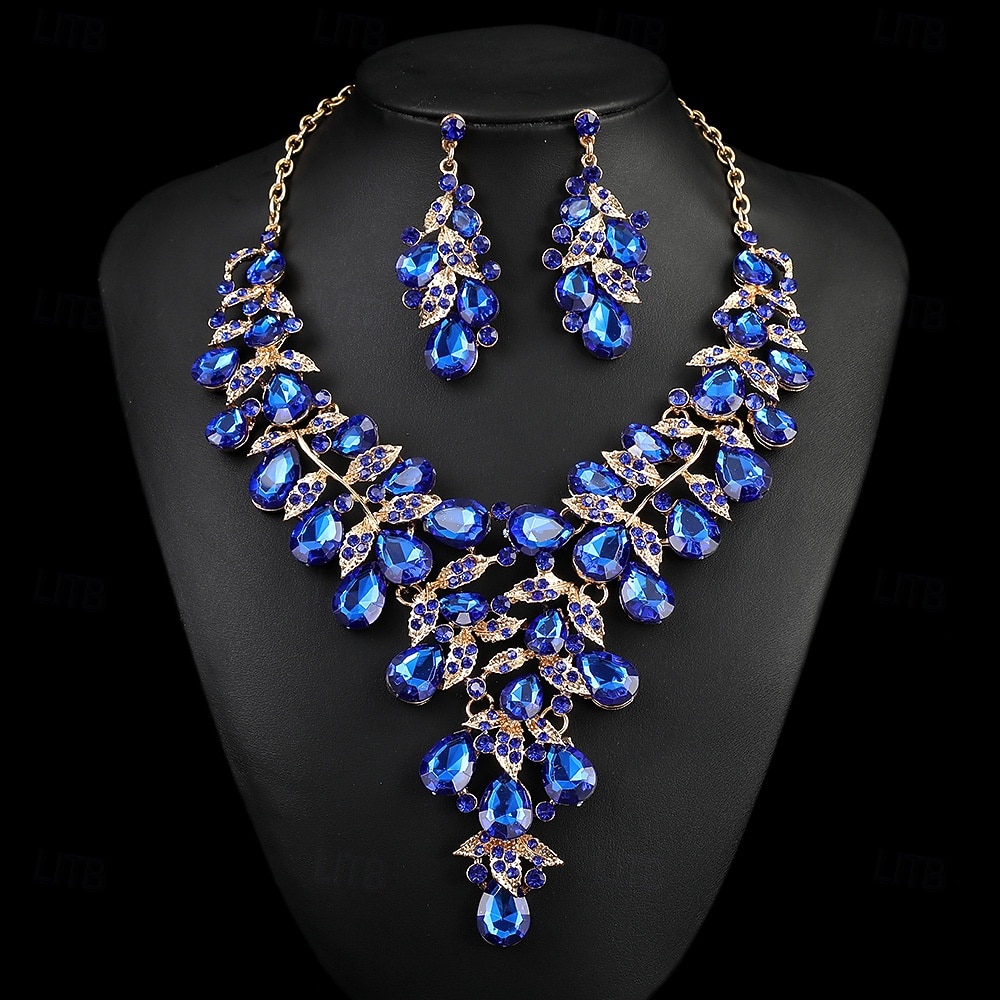 Parure de bijoux 2 Chrome Boucles d'oreilles Collier Femmes Élégant ancien Mode Le style rétro Classique Parure de Bijoux Pour Mariage Soirée robe demoiselle d honneur de 2025 ? $29.99 –P8