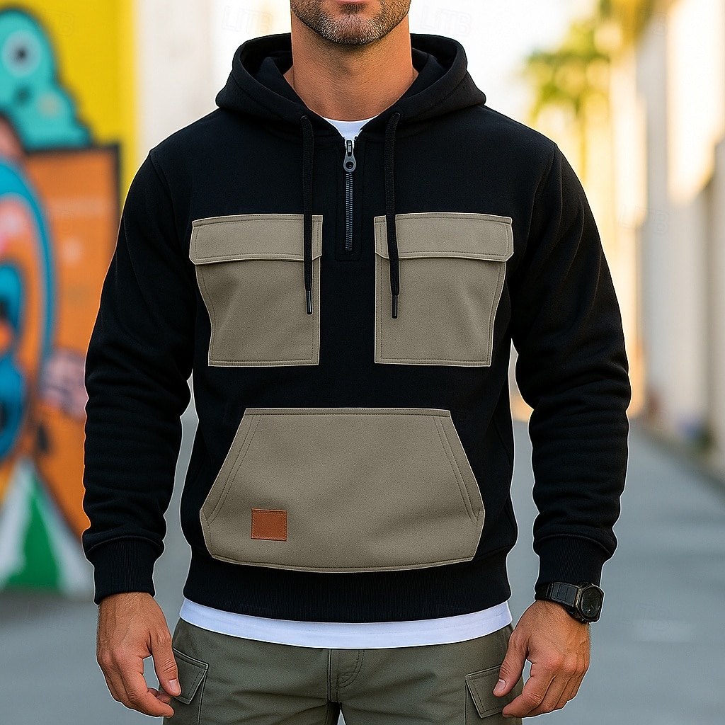 Per uomo Felpa con cappuccio Felpa con cappuccio e zip corta Felpa con cappuccio in pile Felpa con cappuccio tattica Rosso Blu Viola Verde Cachi Con Cappuccio Semplice Patchwork Cerniera Blocco di del 2025 a $23.99 –P4