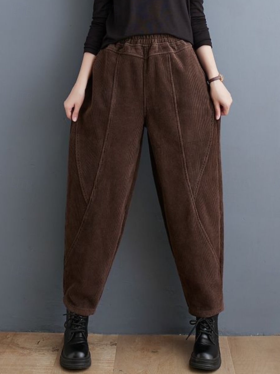 Mujer Chinos Vacaciones Moda Casual Longitud total Alta cintura Plano Bolsillo Cintura elástica Confortable Suave Cómodo Microelástico Exterior Calle Negro Morado Verde Trébol Café Primavera Otoño 2025 - $26.99 –P8