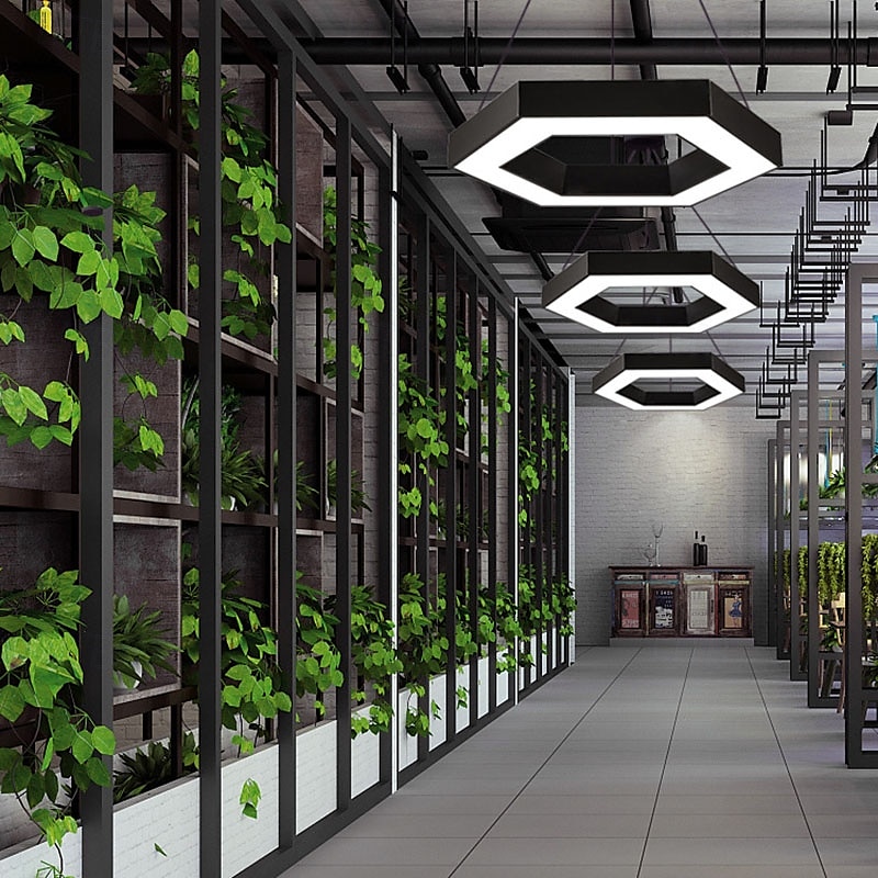 modern led függeszték, szabályozható fényerejű, modern csillár, állítható 1 hatszögletű függeszték nappaliba, étkezőbe, konyhába 2025 - $349.99 –P5