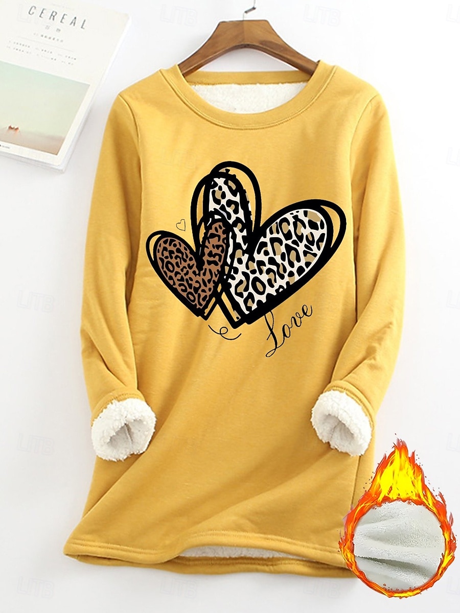 Felpa da donna felpa foderata in pile pigiama caldo grafica a cuore calda casual morbida maniche lunghe collo rotondo lunghe casual rosa chiaro gialla rosa scuro rossa blu primavera autunno inverno del 2025 a $23.99 –P4