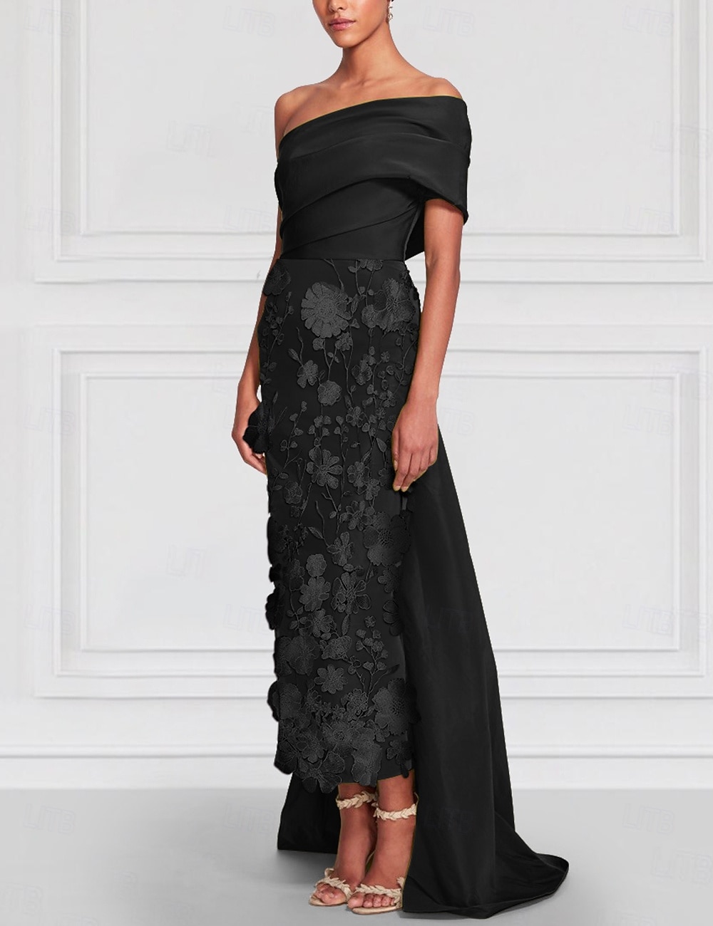 Sheath Column Tea Length Cocktail Dresses Evening Gown Ball Gown with Overskirt Formal Dress Elegant Sleeveless Off Shoulder Garden Party Wedding Satin with Bow(s) Embroidery 2026 - $195.99 –P11