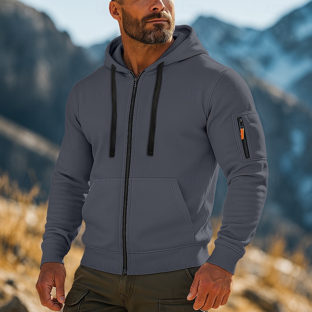 Per uomo Felpa con cappuccio Felpa con cappuccio e zip corta Felpa con cappuccio in pile Felpa con cappuccio tattica Nero Bianco Verde militare Rosso Borgogna Con Cappuccio Semplice Cerniera del 2025 a $23.99 –P10