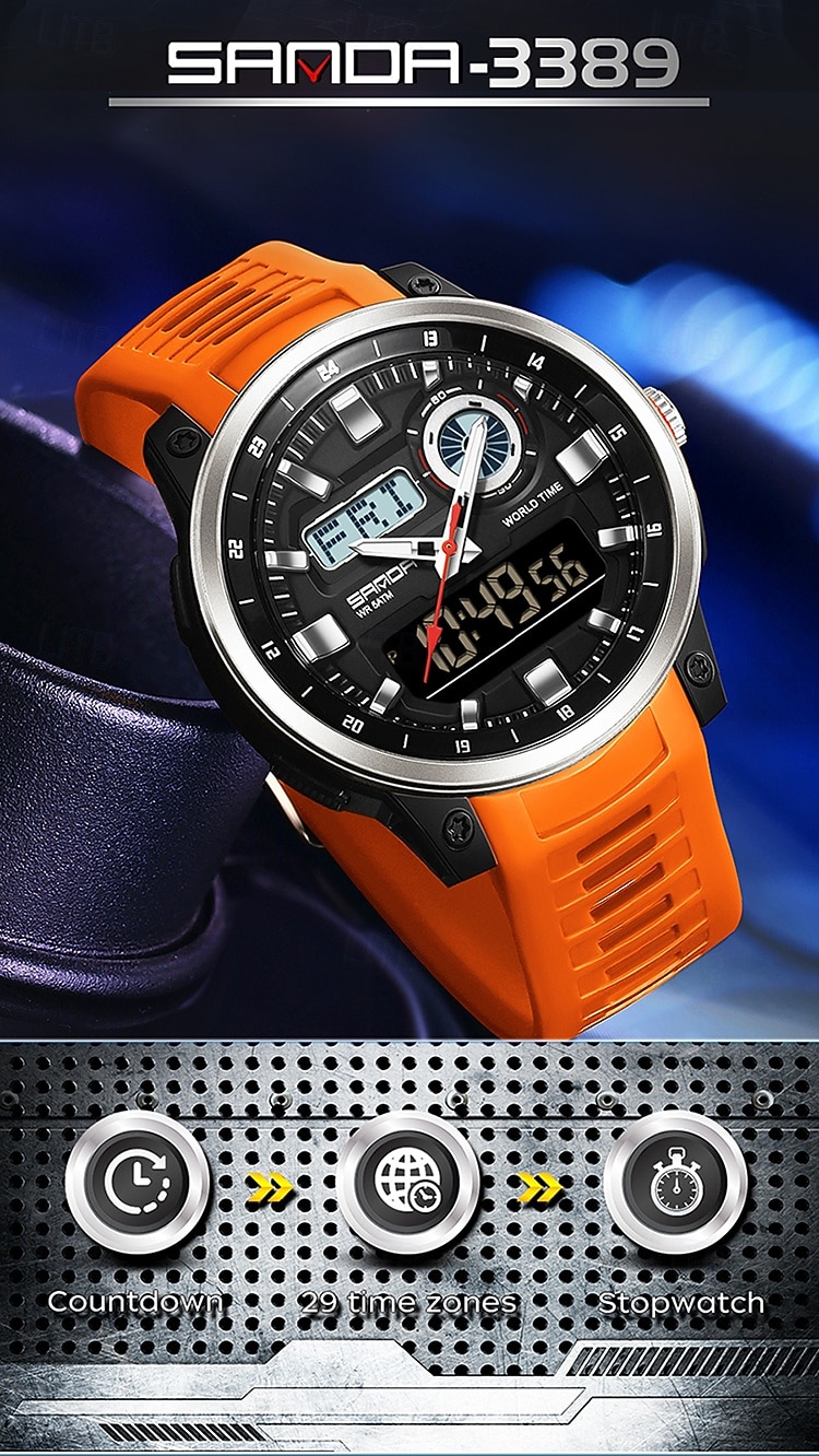 SANDA Fashion Brand Sport Electronics Watches Gift for men Outdoors Analog Digital Man Watch Luminous Waterproof Backlight Wristwatch 2026 - $35.99 –P2