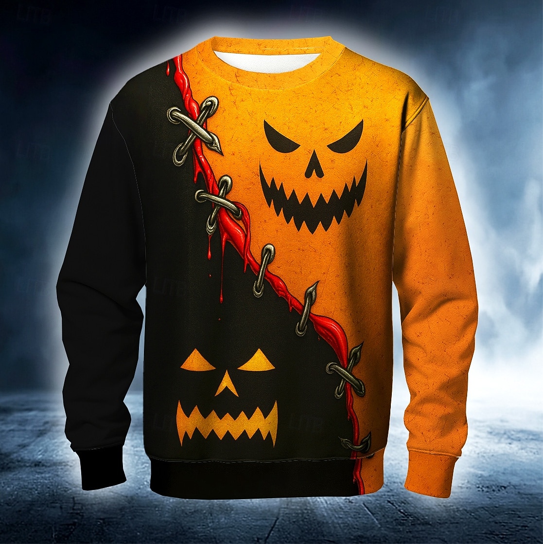 Halloween Pánské Dýně Mikina Punk Večírek Tričkový Dovolená Černá Výstřih ke krku 3D Celý rok Návrhář 2025 - $26.99 –P1