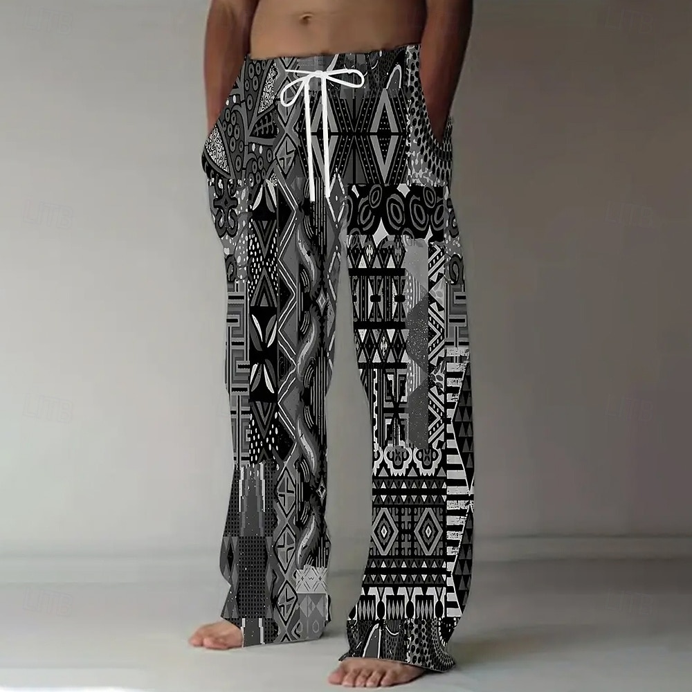 Per uomo Geometrico Etico / africano Pantaloni Pantaloni casual Pantaloni Larghi Misura del girovita medio Vintage Retrò All'aperto Vacanza Coulisse elastica in vita Pantaloni tipo lino con tasche del 2026 a $27.99 –P4