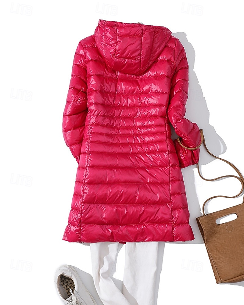 Femmes Doudoune Manteau Chaud Confortable Fermeture éclair Avec Poches Mode Uni Fête Sortir Décontracté Quotidien Week-end Fermeture éclair Long À capuche Coupe régulière manche longue Vêtements de 2025 ? $57.99 –P10
