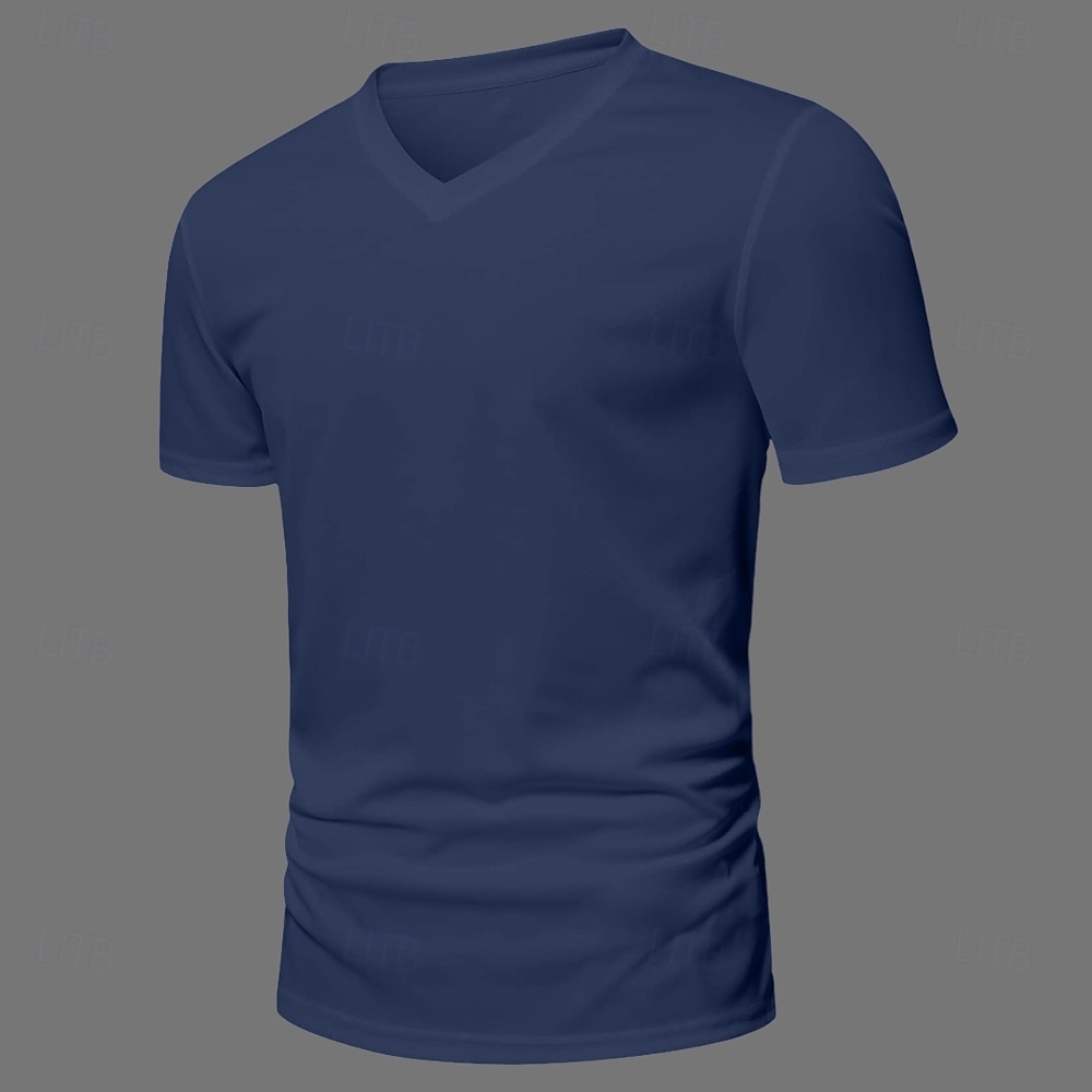 Herr T-shirt i bomullsblandning Kortärmad Kort ärm V-hals Sommar Alla årstider Ensfärgat Slät Designer Grundläggande Modernt Modernt V-ringad Semester Gata Ledigt Svart Vit Grön Topp t-shirt för män 2025 - $12.99 –P13