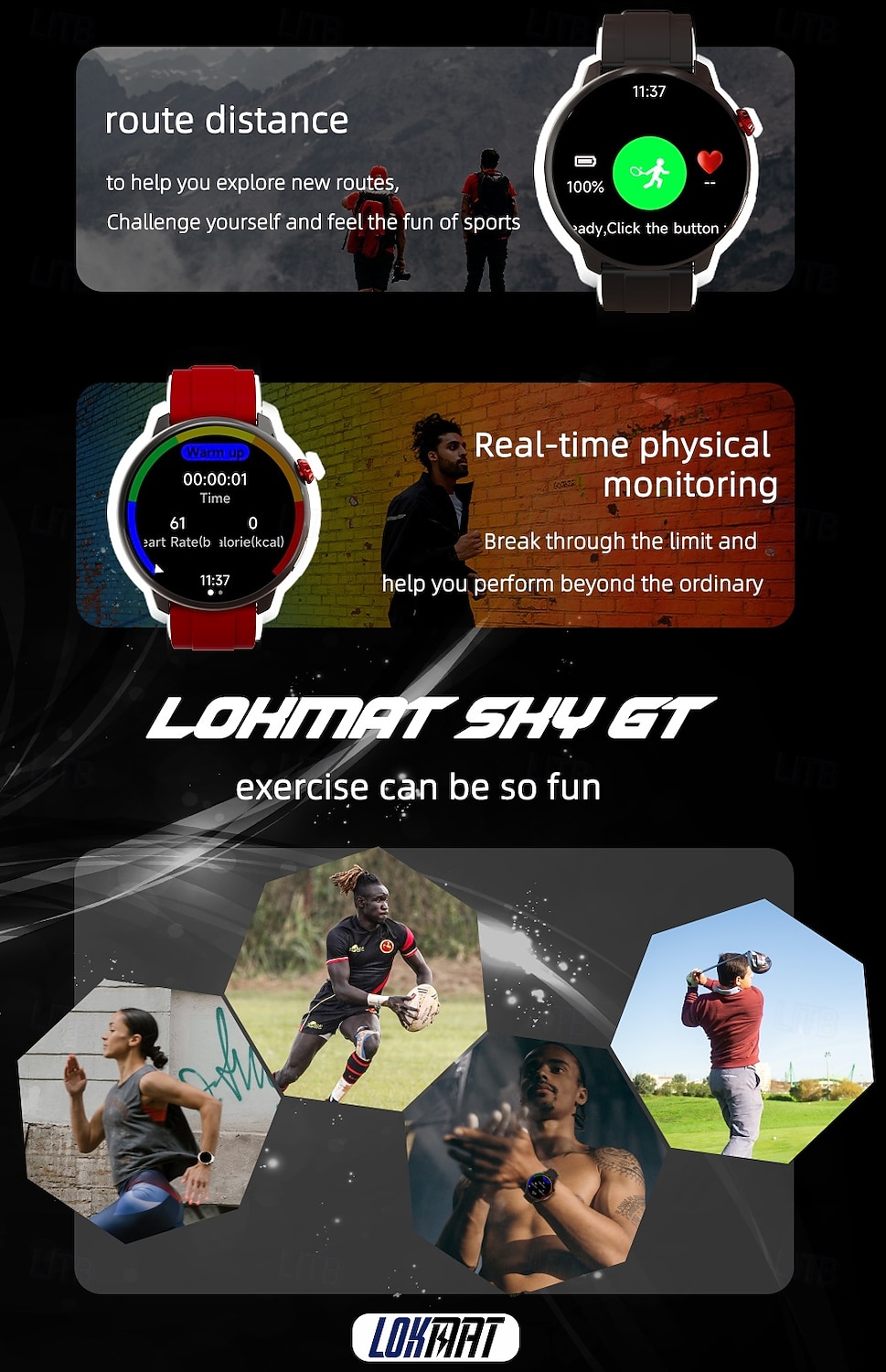 LOKMAT SKY GT Умные часы 1.43 дюймовый Смарт-часы-телефон 3G 4G Bluetooth Педометр Напоминание о звонке Датчик для отслеживания активности Совместим с Android iOS Женский Мужчины GPS 2025 - $106.99 –P10