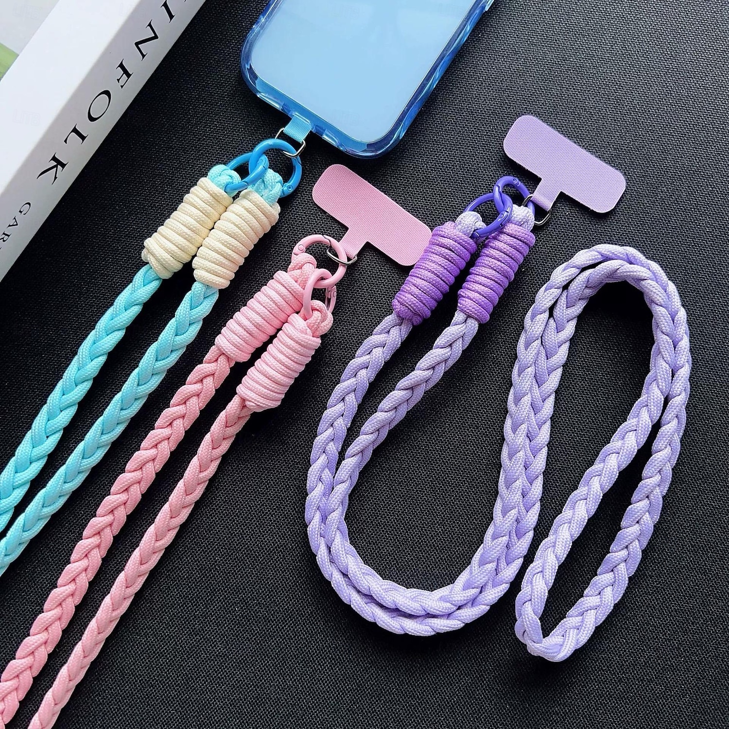 Corda trançada de três fios colorida da moda para meninas, corda diagonal cruzada, anti-perda e resistente, chaveiro para celular, corda de pendurar de cor sólida de 2025 por $7.99 –P2