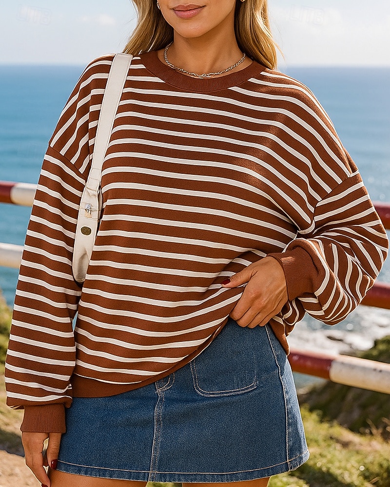 Dámské Mikina s kapucí Ležérní topy Dlouhý rukáv Vrchní část oděvu Oblečení na atletiku Podzim S proužky Módní Venkovní Cestování sportovní oblečení Sportovní oděvy Černá Bílá Světlá růžová 2025 - $23.99 –P4