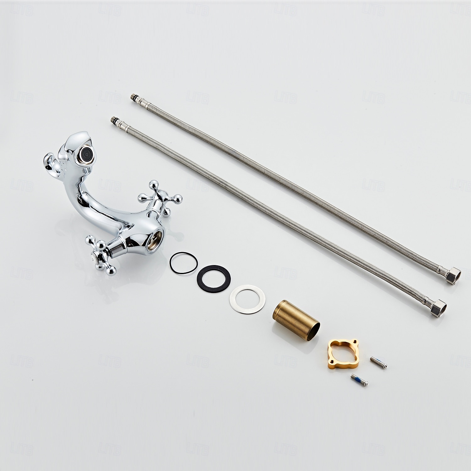 Waschbeckenarmatur - Klassisch Chrom / Ölgeriebene Bronze / Antikes Messing Mittelset Zwei Griffe Ein LochBath Taps 2025 - $161.99 –P1
