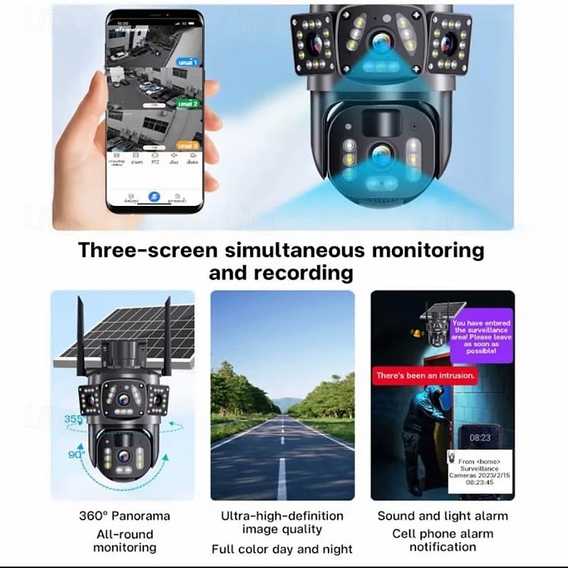 Draadloze wifi-beveiligingscamera voor buiten op zonne-energie, met automatische detectie van personen, realtime weergave, tweerichtingsaudio, cloudopslag en geavanceerde bewaking van de beveiliging 2025 - $76.99 –P5