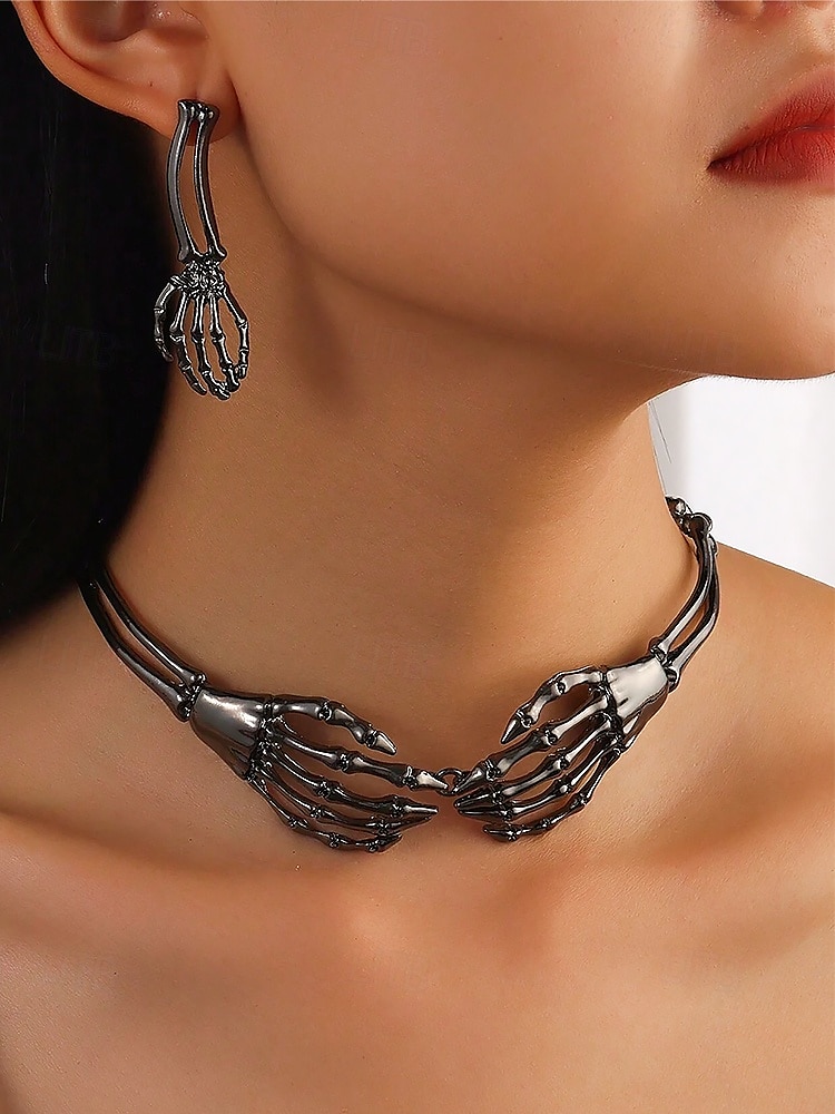 Σετ γυναικείων σκουλαρίκια κολιέ με σκελετό για το Halloween, σε γοτθικό πανκ στυλ, ιδανικό για πάρτι μεταμφιεσμένων και avant-garde κοστούμια 2025 - $11.99 –P1