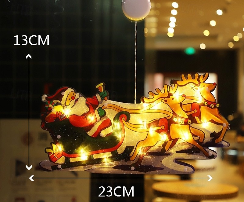 Christmas Window Decoration Lights, Christmas Indoor Hanging Decorative Lights, Lighted Snowman Santa Claus Xmas Trees Lights for Christmas Party Home Decor, Battery Operated 2025 - CAD $14.99 –P4