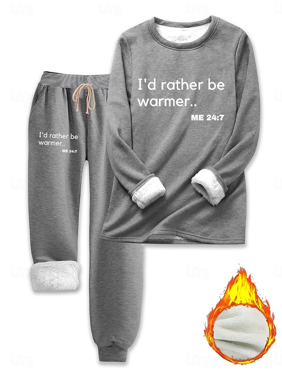 Femmes Élégant Chaud Mode Ensembles deux pièces Survêtement Ensembles de Pantalons manche longue Manche Évêque Col ras du cou Graphique Lettre Imprimé Extérieur Vacances Quotidien Noir Rose Claire de 2025 ? $41.99 –P2