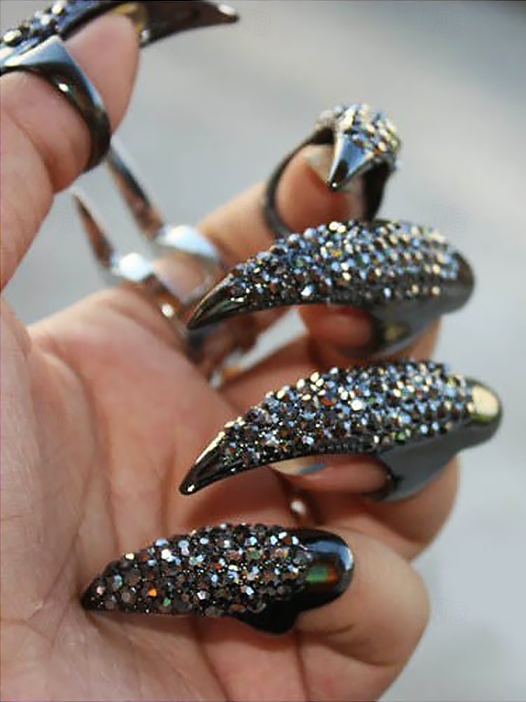 Gotiske kloringer for kvinner med krystall-strass-design – skarpe, elegante og edge, perfekte for halloween, kostymefester og alternativ mote 2025 - $14.99 –P1