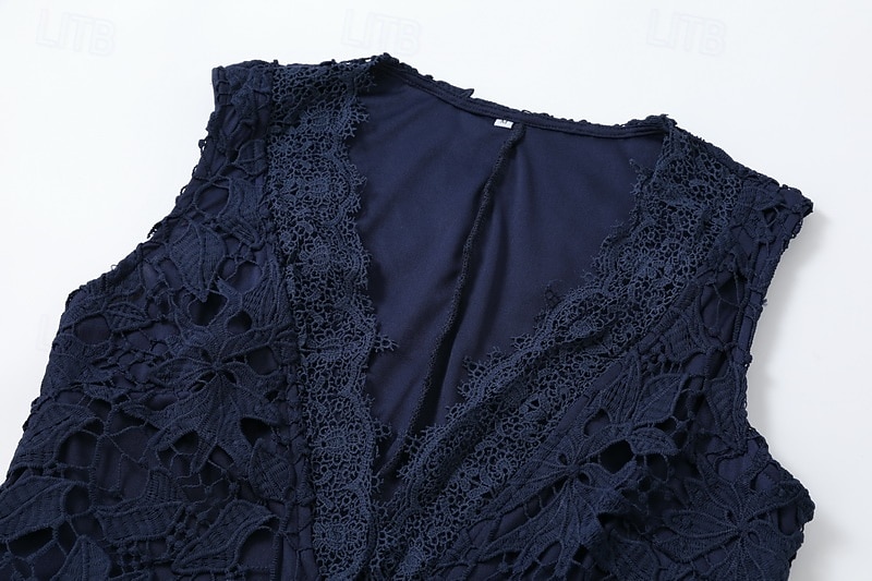 Femmes Robe Midi Robe bohème Robe occidentale Mode Moderne Extérieur Quotidien Sortir Coupe régulière Uni Sans manches Col en V Bleu de minuit Été de 2025 ? $37.99 –P4