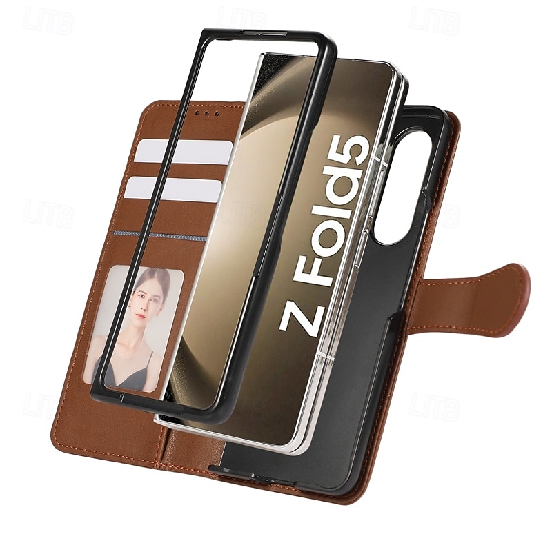 2025年 電話 ケース 用途 サムスンのギャラクシー Zフォールド7 Zフォールド6 Z Fold 5 Z Fold 4 バックカバー ストラップ付き カード挿入口 耐衝撃 レトロ風 TPU PUレザー  コレクション – $12.99 –P8