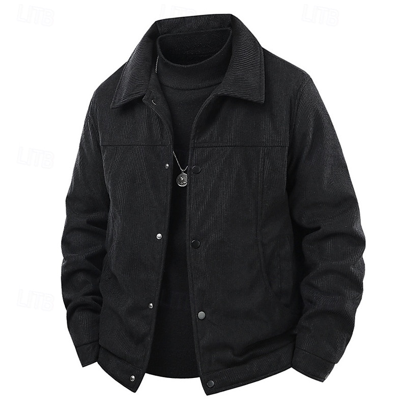 Per uomo Giacca Leggera Giacca in Velluto a Coste Giacca Casual Vacanza Quotidiano Caldo Tasca Primavera Autunno Semplice Moda Classico Bavero Regolare Nero Cachi Verde militare Beige Giacca del 2025 a $37.99 –P10