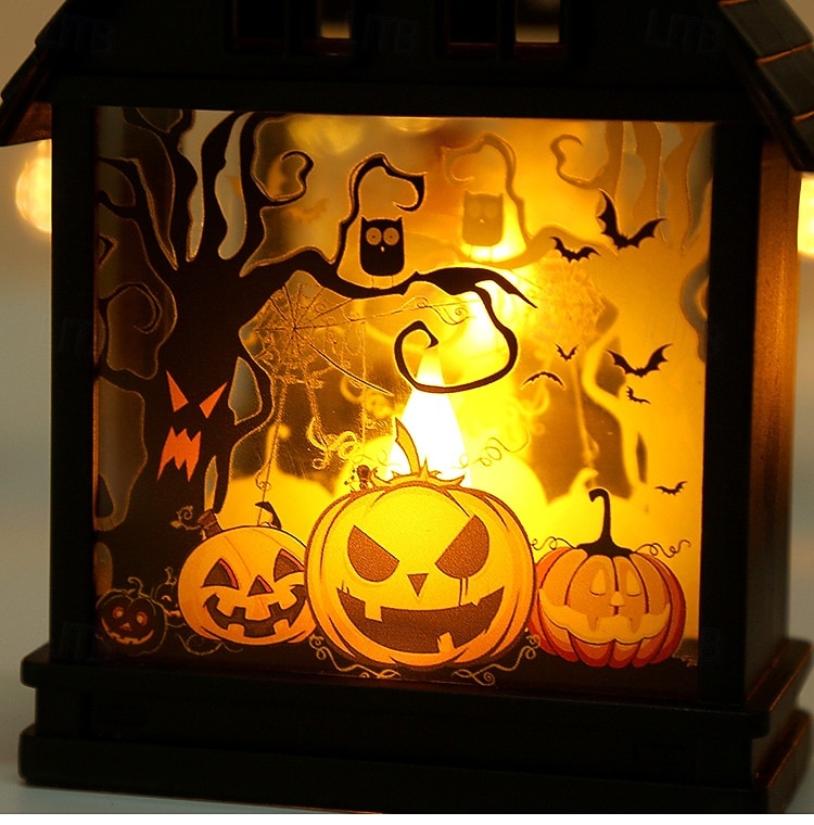 1 ks 14,5 * 9,9 cm halloweenská LED elektronická svíčka, větrná lucerna, dýně, čarodějnice, lebka, strašák, vnitřní a venkovní restaurace, ložnice, halloweenská festivalová atmosféra, dekorativní 2025 - $4.99 –P13