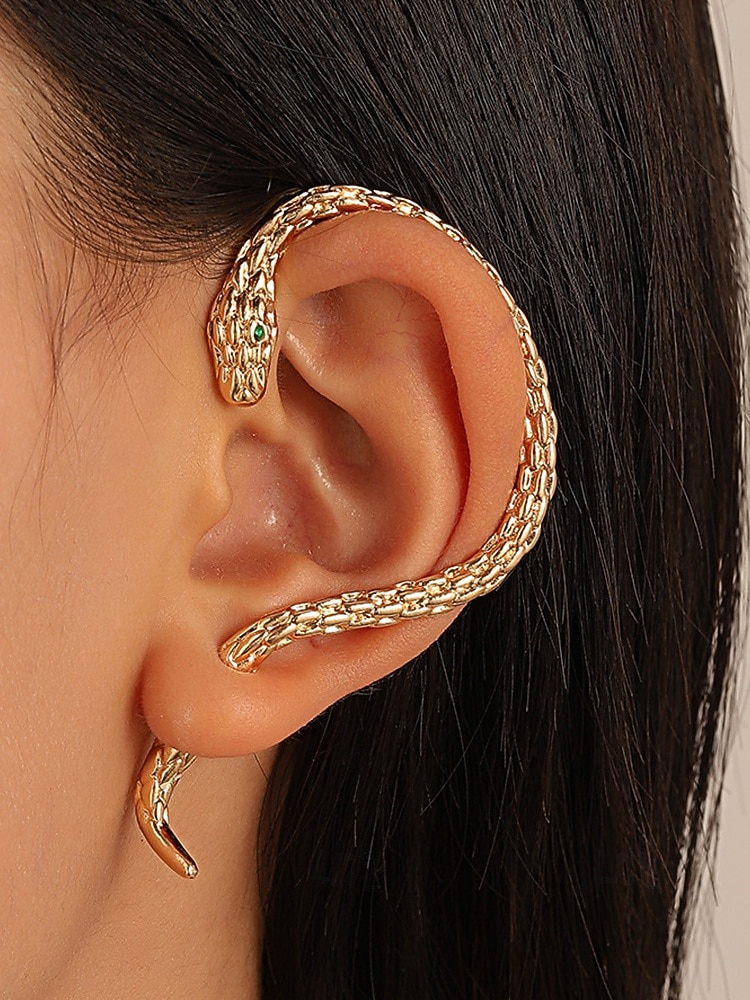 Naisten halloween-käärmekorvakorut – goottilainen käärmekorvakoru, jossa vihreät kristallisilmät, punk-tyyliset korut naamiaisiin ja cosplayhin 2026 - $5.99 –P2