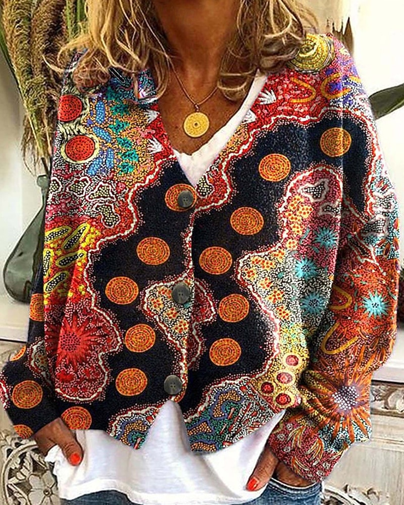 Femmes Manteau Veste Décontractée Chaud Confortable Imprimé Mode Moderne Occasionnel Fleuri Sortir Week-end Simple Boutonnage Régulier Col en V Coupe régulière manche longue Vêtements d'extérieur de 2025 ? $22.99 –P3