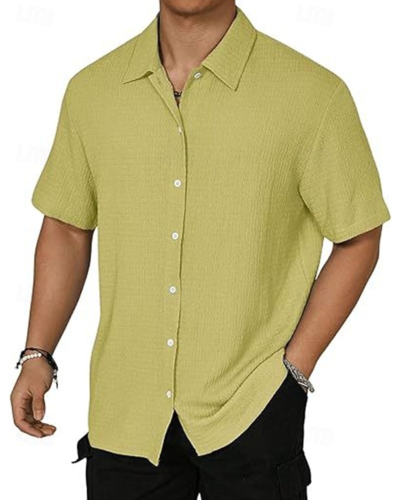 Per uomo Camicia Camicia Estiva Camicia casual Camicia da Spiaggia Camicia con Bottoni Marrone Scuro Nero Bianco Verde chiaro Rosa Manica Corta Semplice Bavero Vacanza Camicia hawaiana Abbigliamento del 2025 a $23.99 –P8