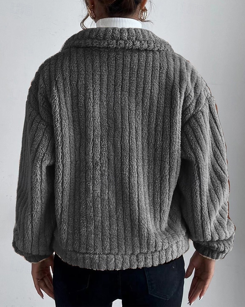 Dame Vinterfrakk Fleece-jakke Hold Varm Bekvem Lomme Knapper Mote عادي Ut på byen Helg Enkeltkneppet Normal Aftæpning Normal Langermet Yttertøy Svart Brun Mørkegrå Vinter 2025 - $24.99 –P10